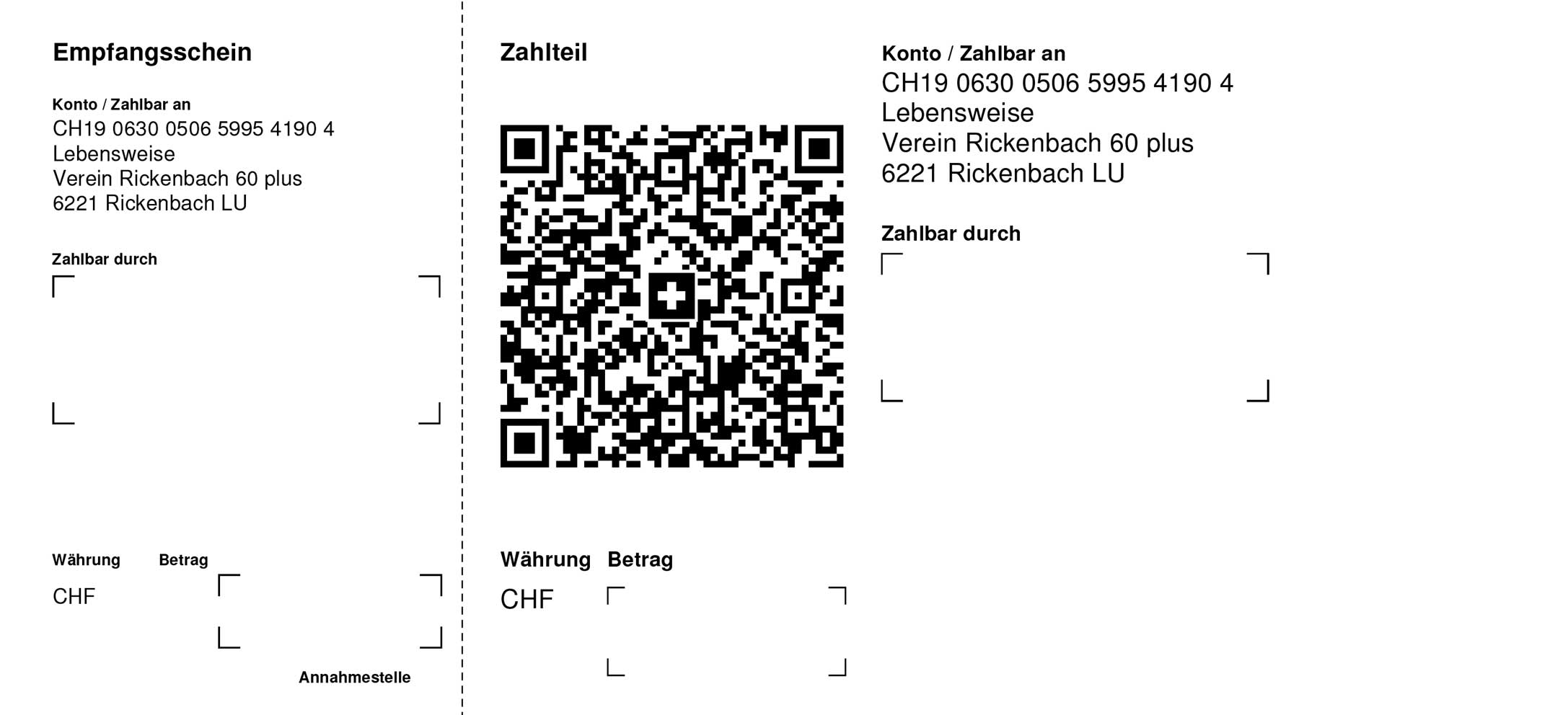 QR-Einzahlungsschein Verein Lebensweise