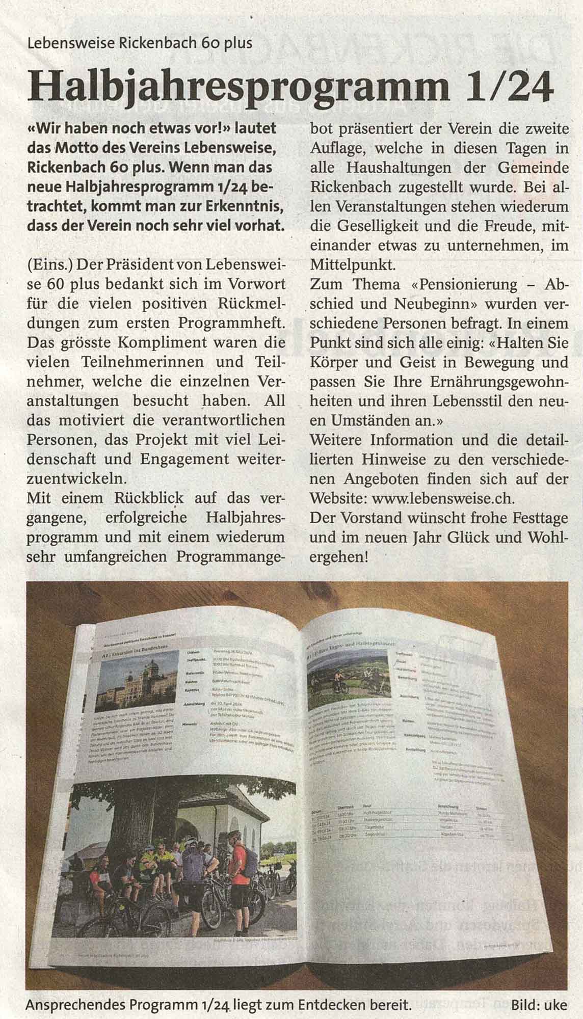 Bericht Halbjahresprogramm 1/24